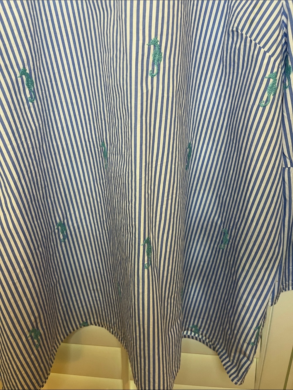 crown & ivy Blue and Teal Striped Bell-Sleeve Blouse L - Picture 4 of 9